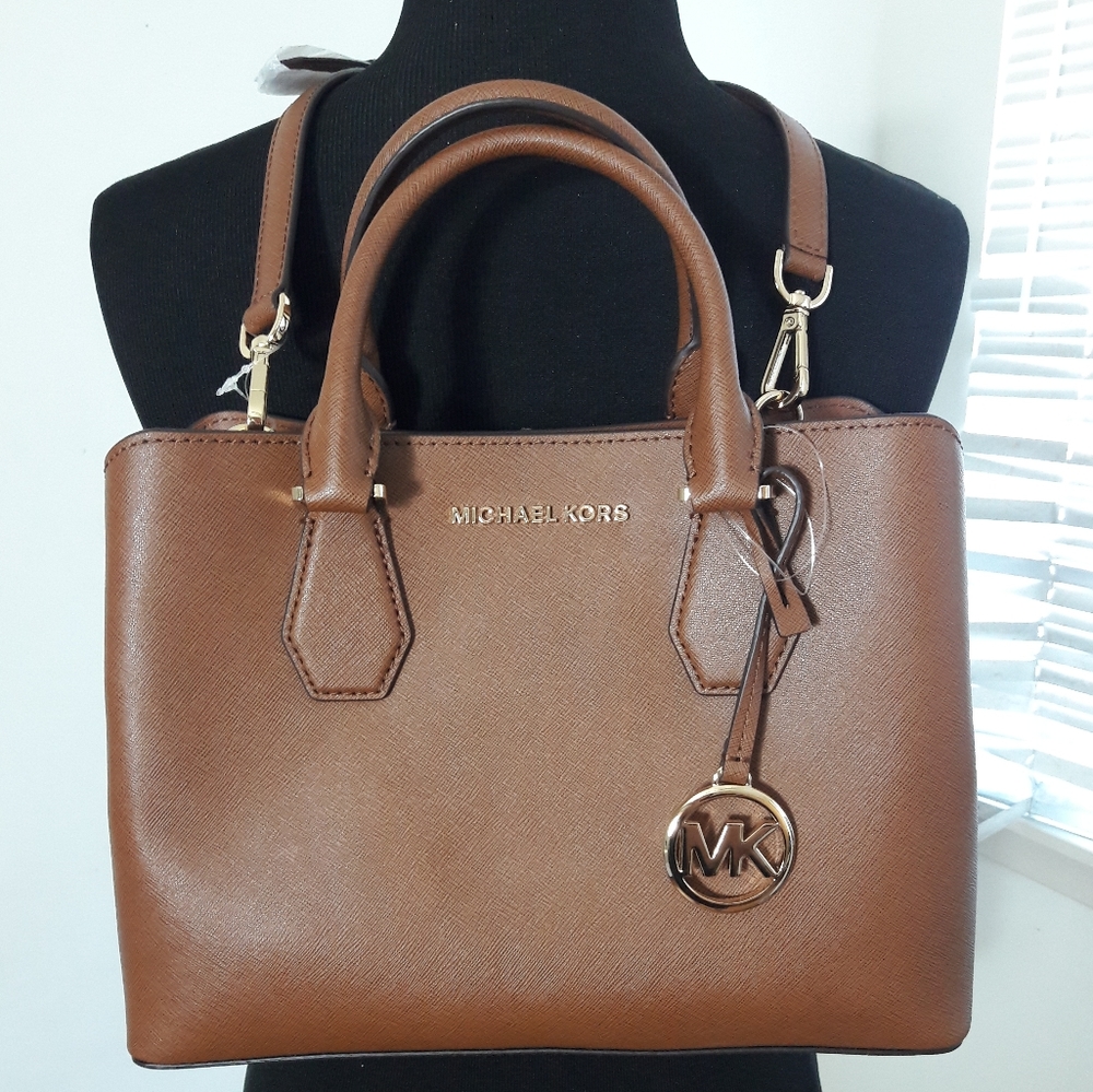 Michael Kors Camille Brown Leather Sarchel - Picture 2 of 16